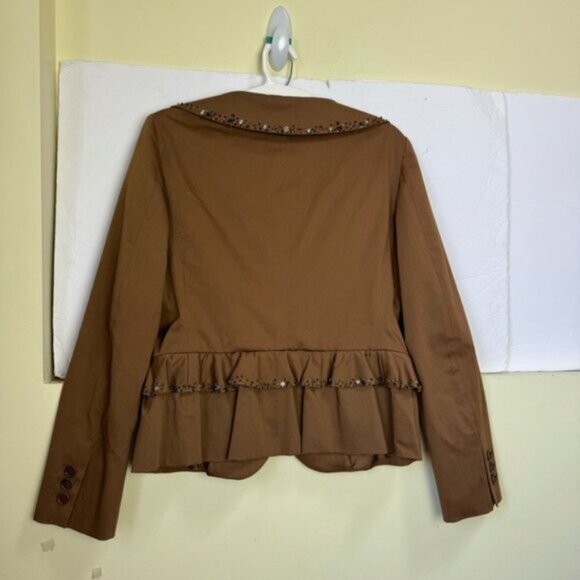 Moschino Vintage Beaded Cotton Peplum Blazer Jacket Cheap &Chic Ruffles Flare 10 - Picture 5 of 16